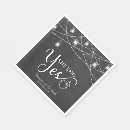 Ze Heeft Ja Gezegd Rustic Krijt Verlovingsfeestje Servet (Hoek)
