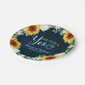 Ze Heeft Ja Gezegd Rustieke Zonnebloemen Verloving Papieren Bordje (Gekanteld)