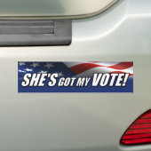 Ze heeft mijn stem! bumpersticker (Op auto)