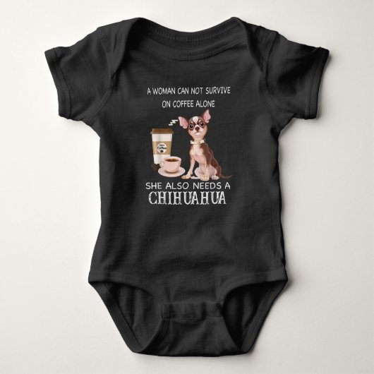Ze heeft ook een Chihuahua koffie nodig Romper (Voorkant)