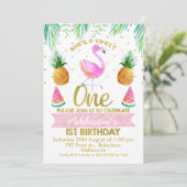 Ze heeft zo'n tropische flamingo voor de eerste ve kaart (Staand voorkant)