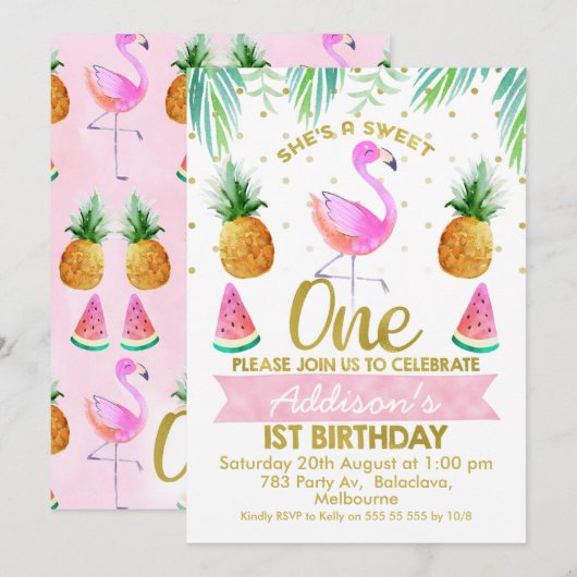 Ze heeft zo'n tropische flamingo voor de eerste ve kaart (Voorkant / Achterkant)