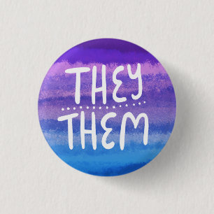 ZE/HEN Pronounges Colorful Handletter Waterverf Ronde Button 3,2 Cm