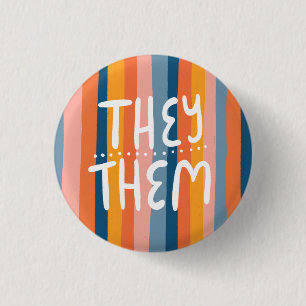 ZE/HEN Pronounges Colorful Handlettering Stripes Ronde Button 3,2 Cm