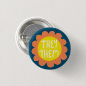 ZE/HEN Pronouns Flower Pride Handbriefing Ronde Button 3,2 Cm (Voorkant /achterkant)
