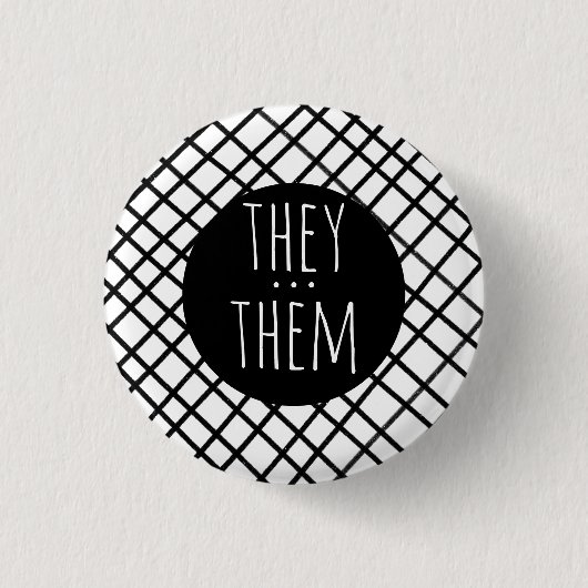 ZE/HEN ronounden Handmade Grid Black White Ronde Button 3,2 Cm (Voorkant)