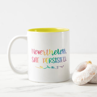 Ze hield Waterverf Typografie Feminist Tweekleurige Koffiemok