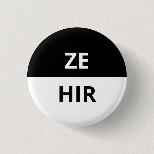 Ze/Hir Pronoun Black & White Badge Ronde Button 3,2 Cm (Voorkant)