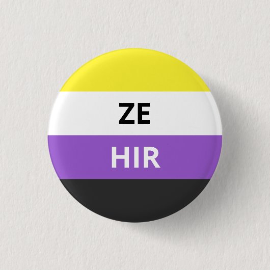Ze/Hir Pronouns Non-Binary Flag Badge Ronde Button 3,2 Cm (Voorkant)