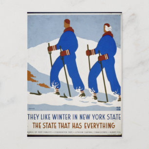 Ze houden van de winter in de staat New York Briefkaart