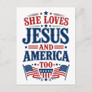 Ze houdt ook van Jezus en Amerika Briefkaart
