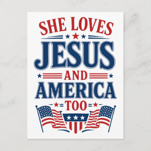 Ze houdt ook van Jezus en Amerika Briefkaart