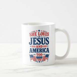 Ze houdt ook van Jezus en Amerika Koffiemok