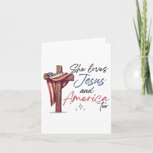 Ze houdt ook van Jezus en Amerika op 4 juli Patrio Kaart