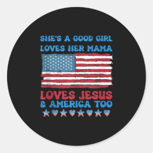 Ze houdt van haar moeder Jezus & Camp; Amerika Ronde Sticker