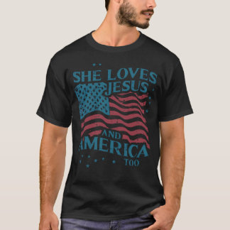 Ze Houdt Van Jezus Amerika Te Ook 4 Juli Christen T-shirt