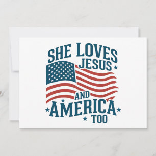 Ze houdt van Jezus en Amerika Ook USA Vlag 4e Kaart