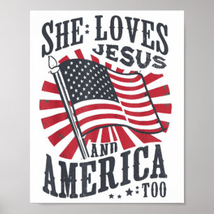 Ze houdt van Jezus en Amerika ook van de Amerikaan Poster