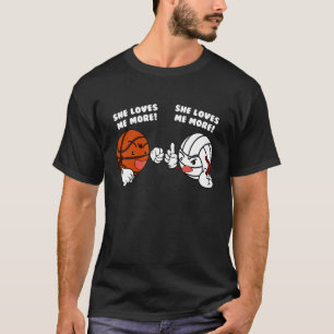 Ze houdt van mij meer basketbalvolleybalspeler t-shirt