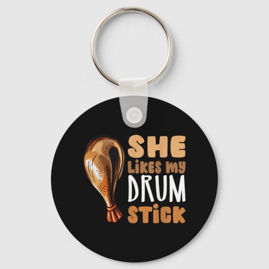 Ze houdt van mijn drumstick Funny Thanksgiving paa Sleutelhanger (Voorkant)