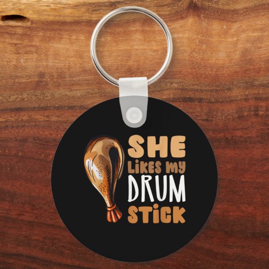 Ze houdt van mijn drumstick Funny Thanksgiving paa Sleutelhanger (Voorkant)