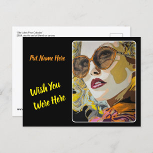 'Ze houdt van Pina Coladas' schilderij op een Briefkaart