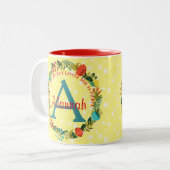 Ze is bruin monogram tweekleurige koffiemok (Voorkant links)