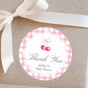 Ze is de kers op de bovenste boog Baby shower Dank Ronde Sticker