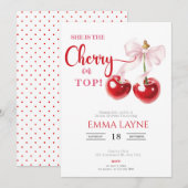 Ze is de kers op de top coquette Vrijgezellenfeest Kaart (Voorkant / Achterkant)
