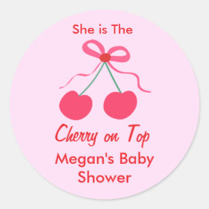 Ze is de kers op top coquette meisje Baby shower Ronde Sticker