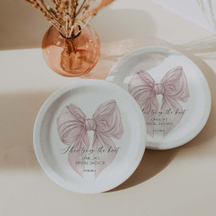 Ze is de knoop roze strik Vrijgezellenfeest Papieren Bordje