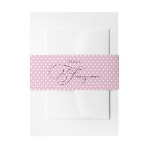 "Ze is een elegante" Roze Stippen 1e Verjaardag Uitnodigingen Wikkel