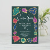 Ze is een Gem Crystals Edelsteen Geology Kind Verj Kaart (Staand voorkant)