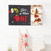 Ze is een gemene | Grinch Chalkboard Verjaardag Spandoek (Insitu)
