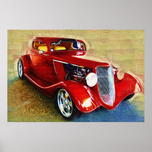 Ze is een Klassiek! Mooie rode auto Poster