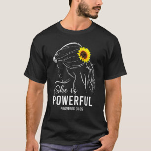 Ze is een krachtig bijbelvers religieus voor vrouw t-shirt