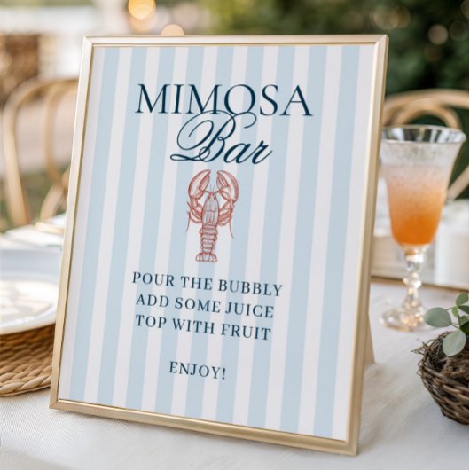 Ze is een kreeft gestreepte mimosa bar poster