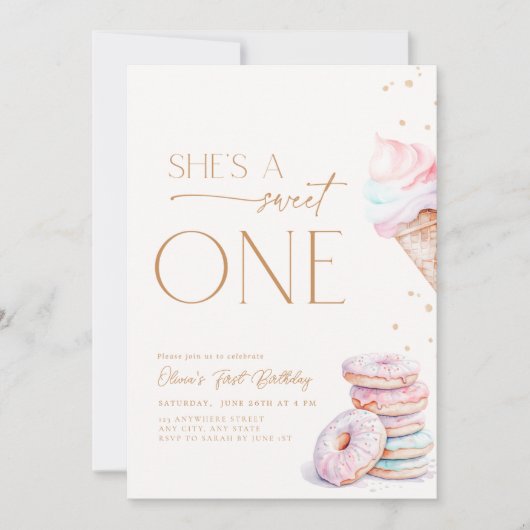 Ze is een lieve eerste verjaardagsuitnodiging Boho Kaart (Voorkant)