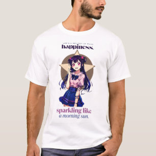 Ze is een melodie van puur geluk dat in het blauw t-shirt