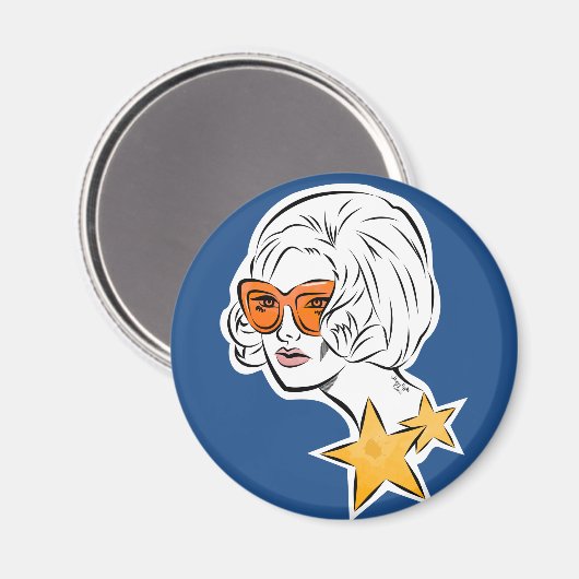 Ze is een Star Retro-stijl Magneet (Voorkant / Achterkant)