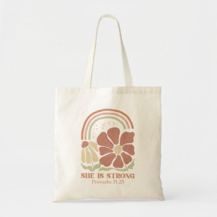 Ze is een sterk Bijbelvers Tote Bag