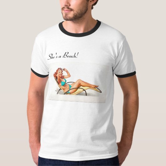 'Ze is een strand'. T-shirt (Voorkant)