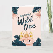 Ze is een Wild One Pink Monster & Tropisch Oerwoud Kaart (Voorkant)