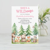 Ze is een wilde - Woodland Animals 1st Birthday Kaart (Staand voorkant)
