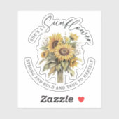 Ze is een Zonnebloem Vinyl Sticker (Vel)