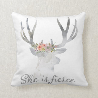 Ze is Fierce Deer Woodland Boho Nursery Pillow Kussen