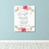 Ze is gekleed in kracht en waardigheid | Schrift Canvas Afdruk (Insitu (Houten vloer))