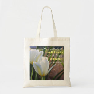 Ze is gekleed - Proverbs 31:25 floraal Tote Bag