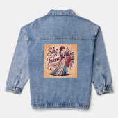 Ze is genomen - Elegant bruids bloemontwerp Denim Jacket (Achterkant)