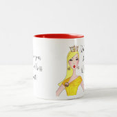 "Ze is gewoon ALLEMAAL praten en NO Tiara!" Tweekleurige Koffiemok (Center)